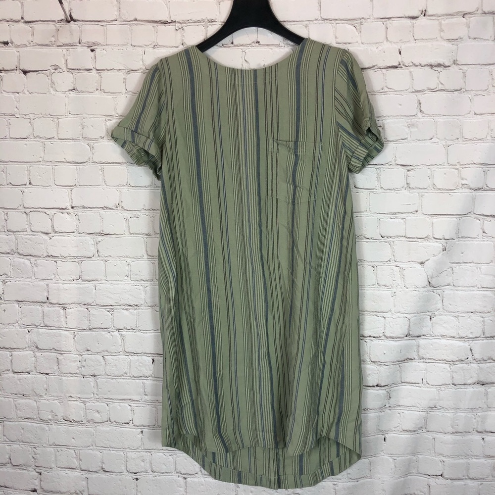 Cloth&Stone Green Striped Smock Tunic Shirt Dress